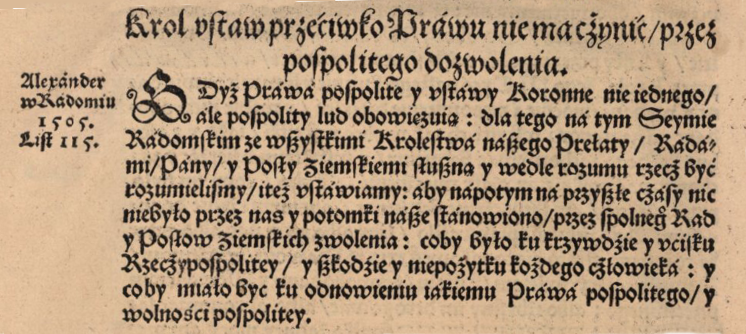 Słynny sejm w Radomiu. 1505 r.